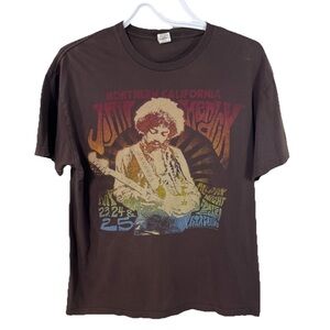 JIMI HENDRIX Y2K Brown Short Sleeve T Shirt Adult LARGE Crew Neck Cotton Tee